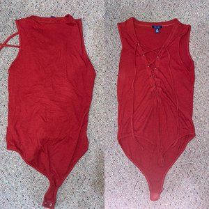 Burgundy Lace-up Bodysuit size small